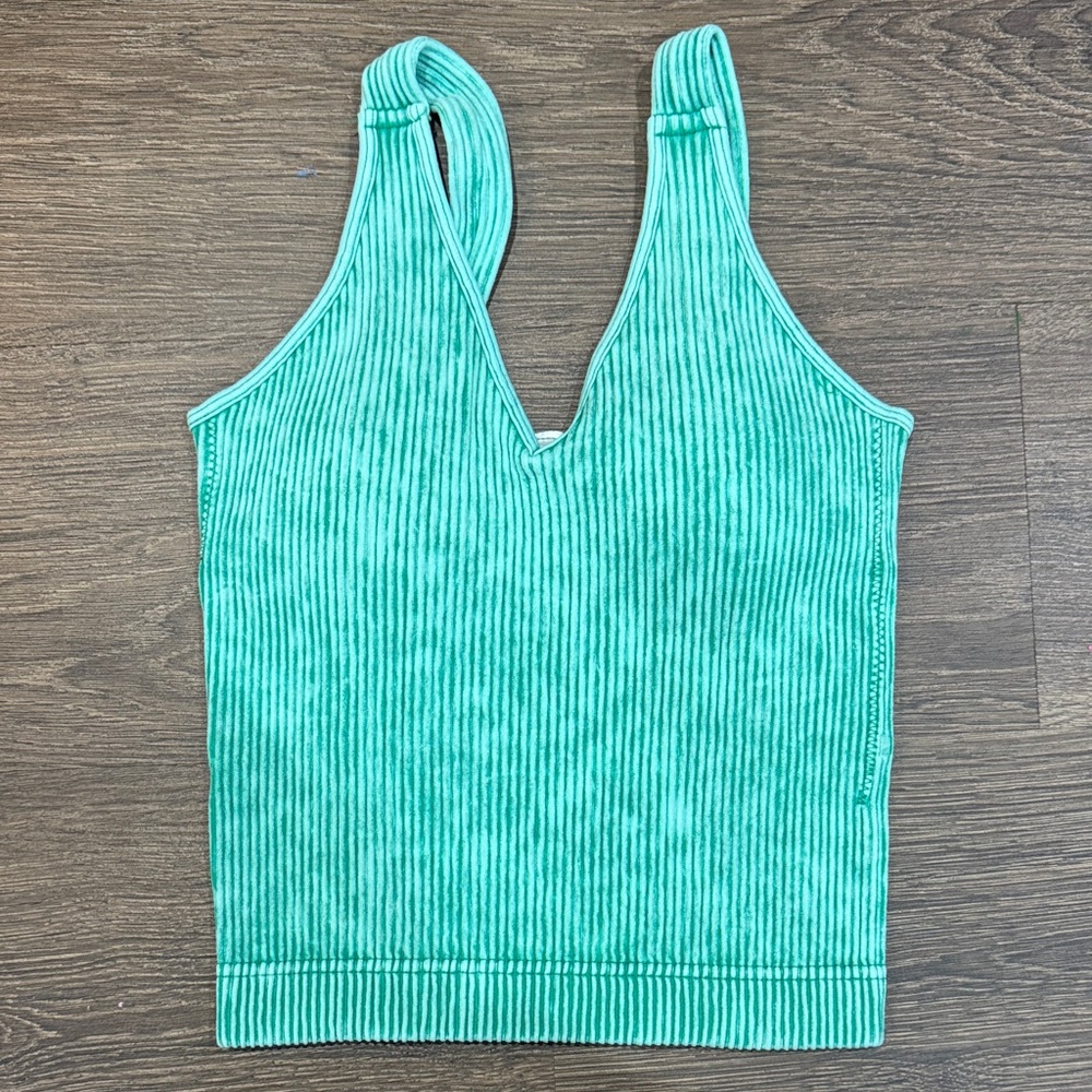 Zenana Outfitters Teal Ribbed Tank Top